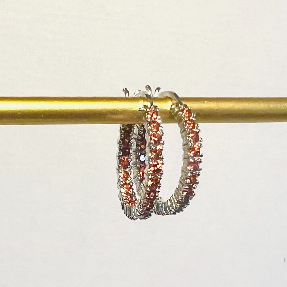 GARNET HOOP EARINGS